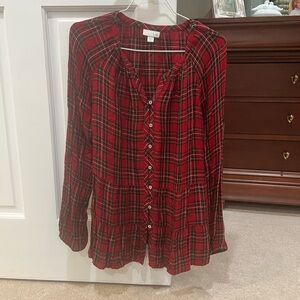Plaid Red Women's Top